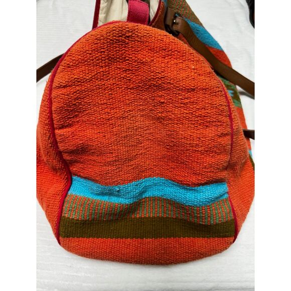 Z&L EUROPE Cotton/Genuine Leather Kilim Duffle Bag, Southwest, Large Size - Picture 5 of 13